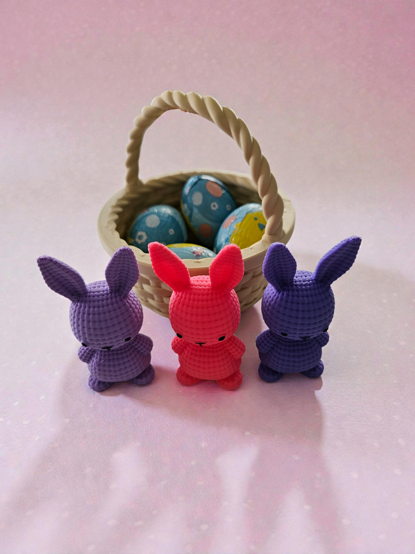3D Printed Easter Basket with Sweets / Chocolate Eggs and Bunnies