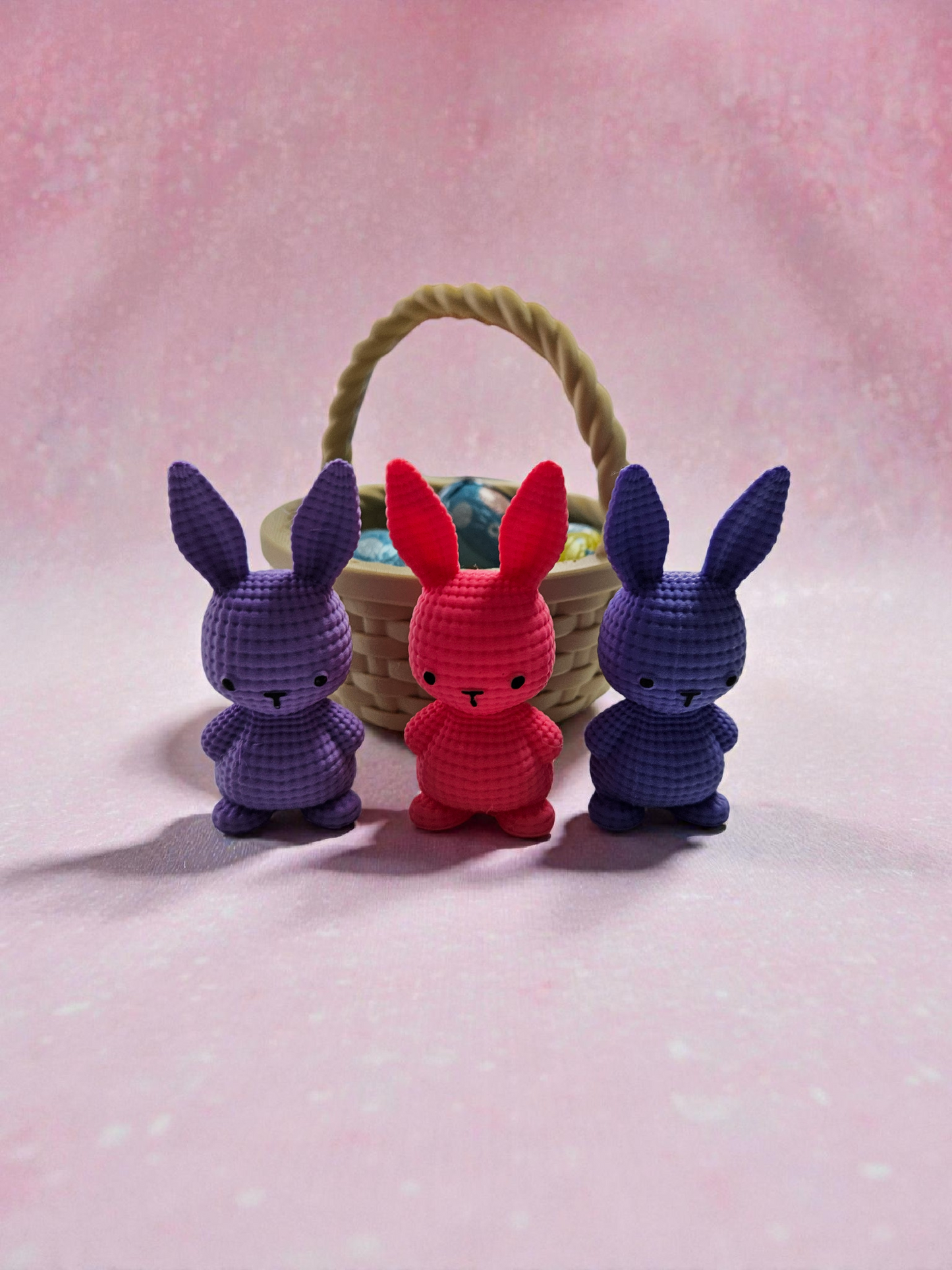 3D Printed Easter Basket with Sweets / Chocolate Eggs and Bunnies