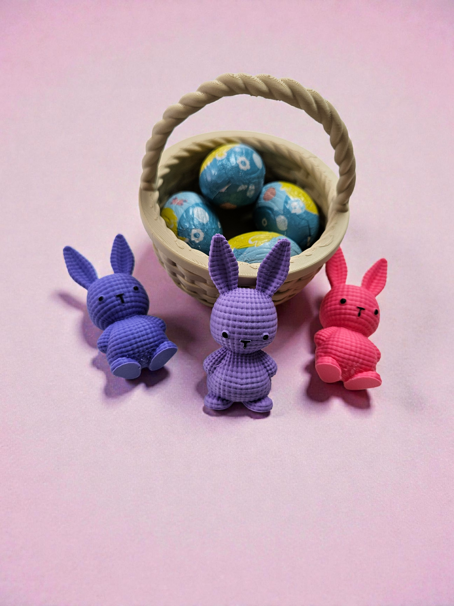 3D Printed Easter Basket with Sweets / Chocolate Eggs and Bunnies