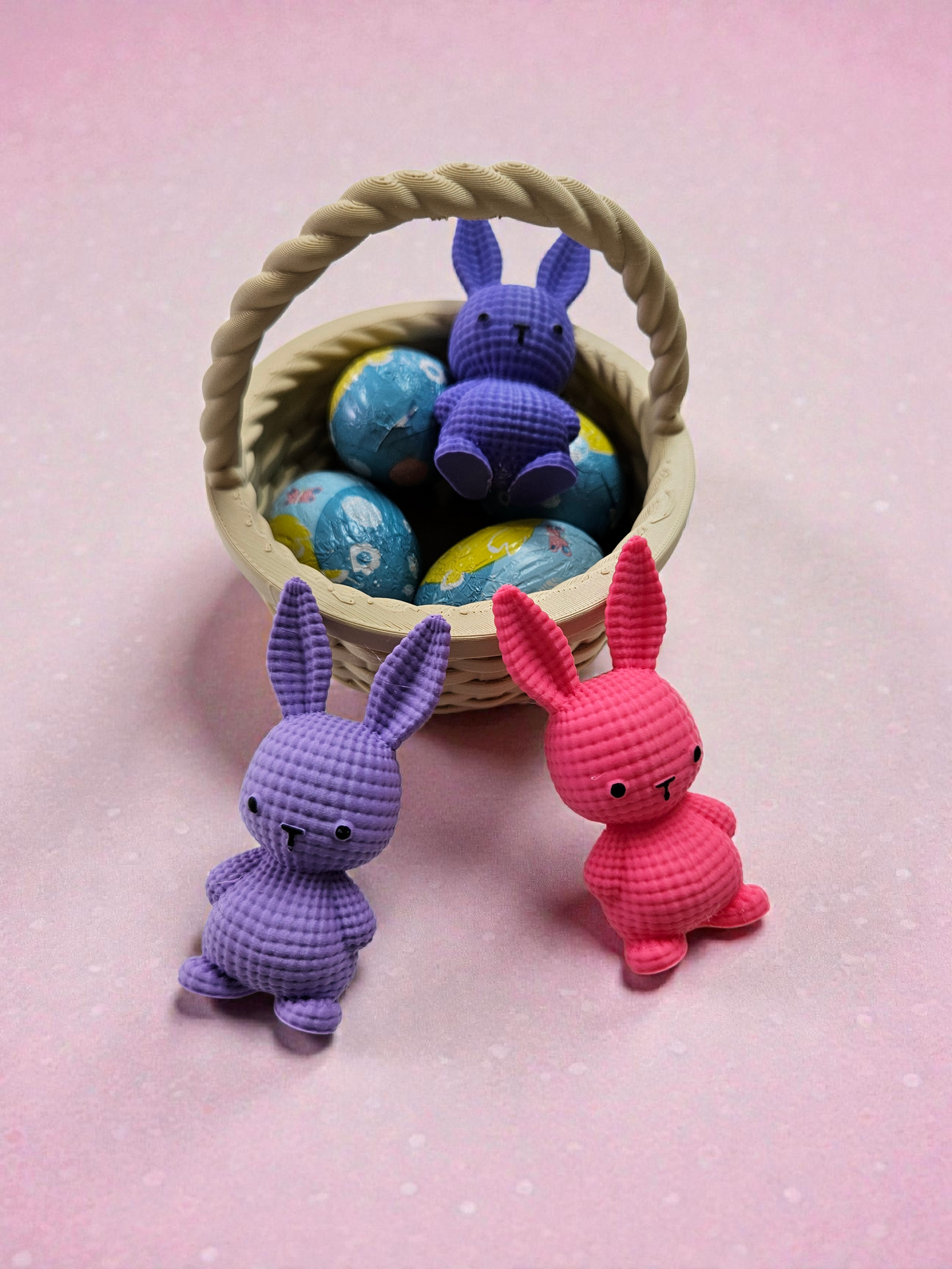 3D Printed Easter Basket with Sweets / Chocolate Eggs and Bunnies