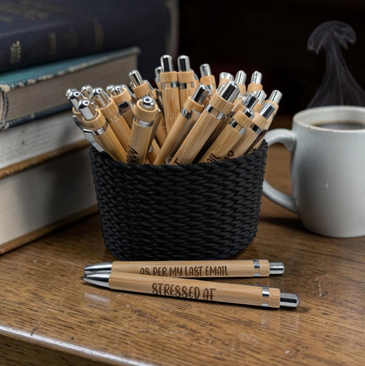 Funny Office Pens - Engraved Bamboo