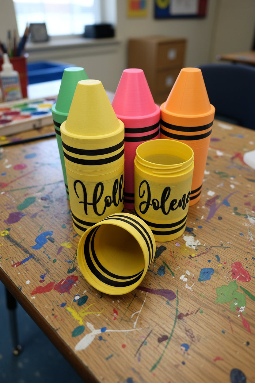 3D Printed Crayon Case and 10 Crayons